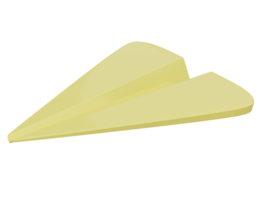 ícone de avião de papel amarelo. renderização 3D. png