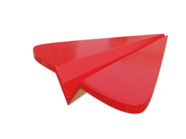 rotes Papierflugzeug-Symbol. 3D-Rendering. png