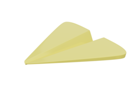 Yellow paper airplane icon. 3d render. png