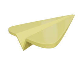 ícone de avião de papel amarelo. renderização 3D. png