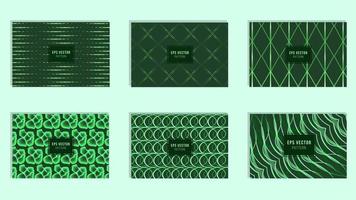 Set of green pattern template, green gradient background vector
