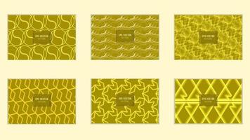 Set of geomterical yellow seamless patterns. Vector illustration background, wrap, wallpaper, cover, fabric, cloth, textile design. Swatch