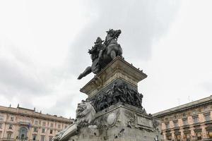 Equestrian monument to the King Victor Emmanuel II at Duomo square in Milan, Italy. photo