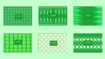 Set of green pattern template, green gradient background vector