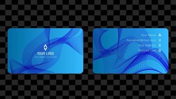 Blue abstract curve business card flat design template vector