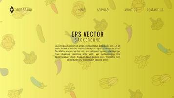 Yellow landing page template of Vegetables. Modern design concept of web page design for website and mobile website. Easy to edit and customize. Vector Illustration