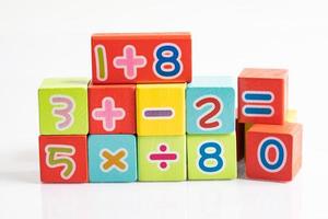 Math number colorful on white background, education study mathematics learning teach concept. photo