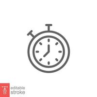 Stopwatch icon. Simple outline style. Countdown, timer, stop watch, quick clock, chronometer, time concept. Thin line vector illustration isolated on white background. Editable stroke EPS 10.