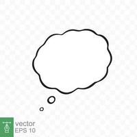 Think bubble with outline. Simple flat style. Cloud, dream, balloon, bubble speech, cartoon, comic speak and dialog, communication concept. Vector illustration isolated. EPS 10.