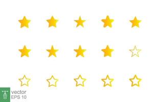 Star icon set. Simple outline style. Yellow star, favorite, rating star emblem shape, favourite concept. Vector illustration design collection isolated on white background. EPS 10.