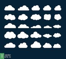 White clouds on dark background. Simple flat style. Banner icons vector design elements. EPS 10.