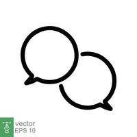 Talk bubble speech icon. Simple outline style. Blank empty bubbles, chat on line symbol template, communication concept. Vector illustration design isolated on white background. EPS 10.