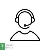 icono de vendedor por teléfono. estilo de esquema simple. operador de centro de llamadas con auriculares, servicio al cliente, concepto de telemarketing. línea delgada, símbolo lineal. ilustración vectorial aislada. eps 10. vector