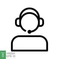 icono de vendedor por teléfono. estilo de esquema simple. operador de centro de llamadas con auriculares, servicio al cliente, concepto de telemarketing. línea delgada, símbolo lineal. ilustración vectorial aislada. eps 10. vector