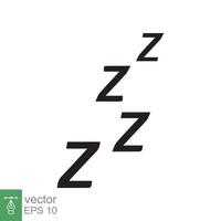 Sleep ZZZ lettering icon set. Scribing doodle, snore ZZZZ symbol collection, sleepy, cartoon, comic style. Rest, relax, bedtime concept. Vector Illustration isolated on white background. EPS 10.