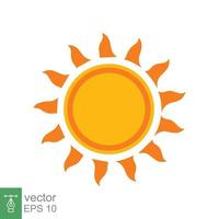 Sun icon. Simple flat style. Sunshine, morning sunny yellow color, sunrise, summer concept. Vector Illustration design isolated on white background. EPS 10.