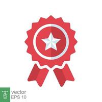 Warranty icon. Simple flat style. Guarantee symbol, rosette with star, certificate label, best quality badge. Vector Illustration design isolated on white background. EPS 10.