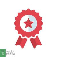 icono de garantía. estilo plano sencillo. símbolo de garantía, roseta con estrella, etiqueta de certificado, insignia de la mejor calidad. diseño de ilustración vectorial aislado sobre fondo blanco. eps 10. vector