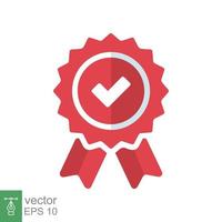 Warranty icon. Simple flat style. Guarantee symbol, rosette with checkmark, certificate label, best quality badge. Vector Illustration design isolated on white background. EPS 10.