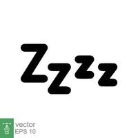 Sleep ZZZ lettering sign. Scribing doodle, snore ZZZZ icon, sleepy, nap, cartoon, comic style. Rest, relax, bedtime concept. Vector Illustration design isolated on white background. EPS 10.