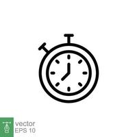 Stopwatch icon. Simple outline style. Countdown, timer, stop watch, quick clock, chronometer, time concept. Thin line vector illustration isolated on white background. EPS 10.