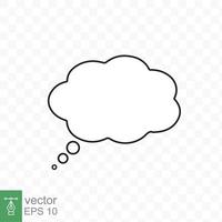 Think bubble with outline. Simple flat style. Cloud, dream, balloon, bubble speech, cartoon, comic speak and dialog, communication concept. Vector illustration isolated. EPS 10.