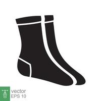 Socks icon. Simple solid style. Wear, black, warm sock, cotton, wool, winter, fashion concept. Glyph vector illustration design isolated on white background. EPS 10.