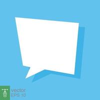 White blank speech bubbles, thinking balloon on blue background. Cloud chat with shadow icon isolated, flat message symbol, communication concept. Vector Illustration. EPS 10.