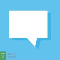 White blank speech bubbles, thinking balloon on blue background. Cloud chat with shadow icon isolated, flat message symbol, communication concept. Vector Illustration. EPS 10.