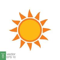 Sun icon. Simple flat style. Sunshine, morning sunny yellow color, sunrise, summer concept. Vector Illustration design isolated on white background. EPS 10.