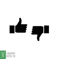 Thumbs up and thumbs down icon. Simple solid style. Hand like and unlike thumb finger silhouette sign, good, positive symbol. Glyph vector Illustration design isolated on white background. EPS 10.