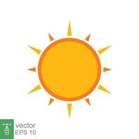 icono del sol. estilo plano sencillo. sol, color amarillo soleado por la mañana, amanecer, concepto de verano. diseño de ilustración vectorial aislado sobre fondo blanco. eps 10. vector