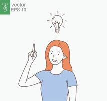 The woman, girl had a new idea, an idea in the form of a light bulb. Hand drawn style vector design illustrations. EPS 10.