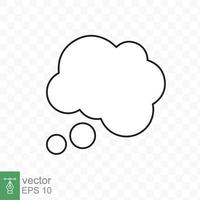 Think bubble with outline. Simple flat style. Cloud, dream, balloon, bubble speech, cartoon, comic speak and dialog, communication concept. Vector illustration isolated. EPS 10.