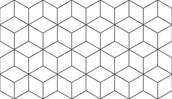 Cube, hexagon pattern background. Seamless geometric pattern. Vector tile, line wallpaper. Cubic hexagon texture. Rhombus mesh, white background. EPS 10.