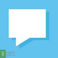 White blank speech bubbles, thinking balloon on blue background. Cloud chat with shadow icon isolated, flat message symbol, communication concept. Vector Illustration. EPS 10.