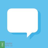 White blank speech bubbles, thinking balloon on blue background. Cloud chat with shadow icon isolated, flat message symbol, communication concept. Vector Illustration. EPS 10.