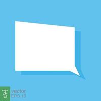 White blank speech bubbles, thinking balloon on blue background. Cloud chat with shadow icon isolated, flat message symbol, communication concept. Vector Illustration. EPS 10.