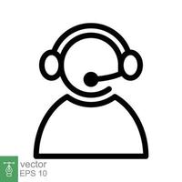 icono de vendedor por teléfono. estilo de esquema simple. operador de centro de llamadas con auriculares, servicio al cliente, concepto de telemarketing. línea delgada, símbolo lineal. ilustración vectorial aislada. eps 10. vector