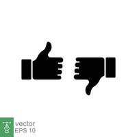 Thumbs up and thumbs down icon. Simple solid style. Hand like and unlike thumb finger silhouette sign, good, positive symbol. Glyph vector Illustration design isolated on white background. EPS 10.