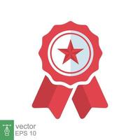 Warranty icon. Simple flat style. Guarantee symbol, rosette with star, certificate label, best quality badge. Vector Illustration design isolated on white background. EPS 10.