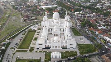 Aerial view in the evening, Sheikh Zayed Grand Mosque in Surakarta, Central Java, Indonesia. Very beautiful and majestic. photo