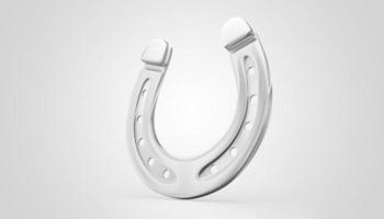 Horseshoe with lucky clover on white background. 3d illustration photo