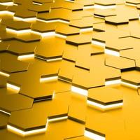 Futuristic gold hexagonal texture background. 3d rendering photo