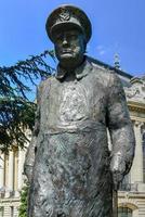 Statue of Winston Churchill outside the Petit Palais near the Seine River, Paris, France, 2022 photo