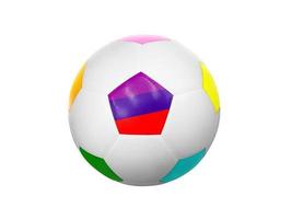 Balón de fútbol multicolor aislado sobre fondo blanco. foto
