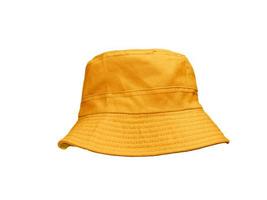 Orange bucket hat isolated on white photo