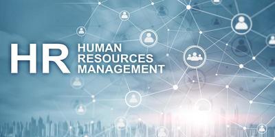 Double exposure people network structure HR - Human resources management and recruitment concept photo