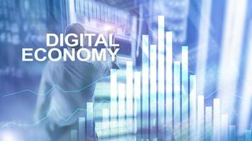 DIgital economy, financial technology concept on blurred background. photo