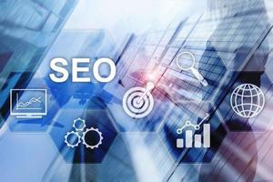 SEO - Search engine optimization, Digital marketing and internet technology concept on blurred background photo